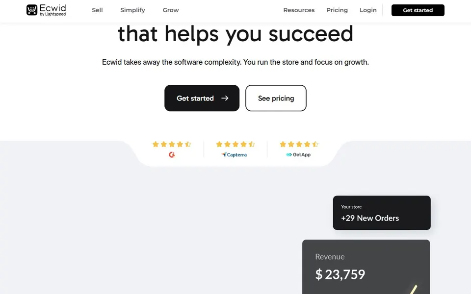 Ecwid website screenshot