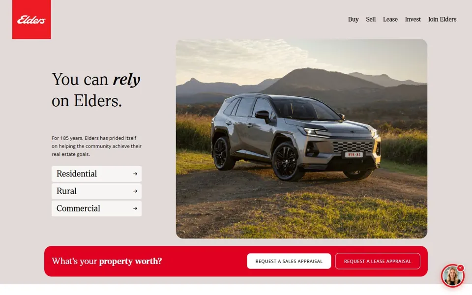 Elders Real Estate website screenshot