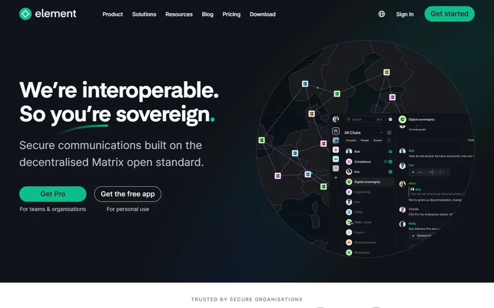 Element – Ansicht der Anbieter-Website