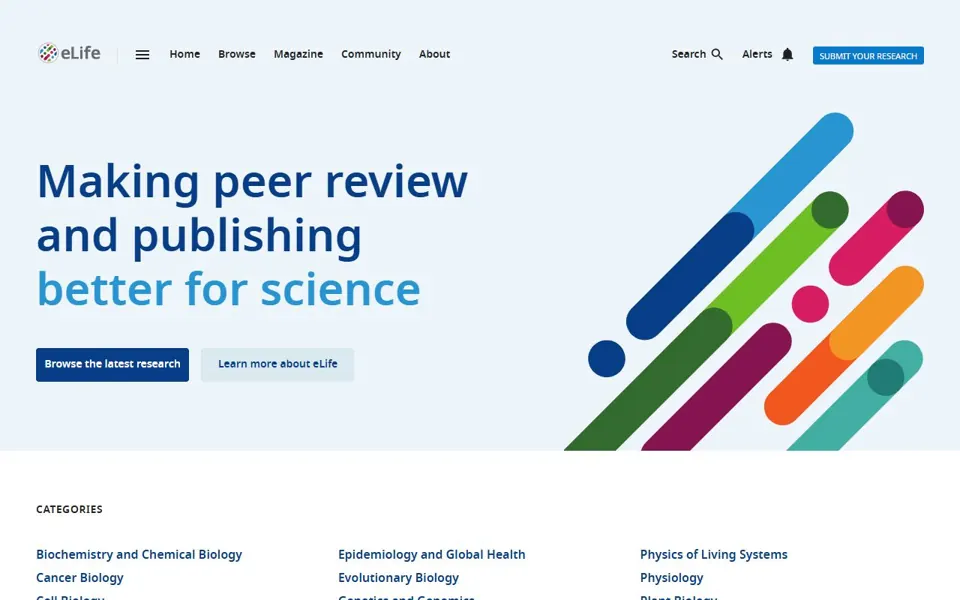 eLife website screenshot
