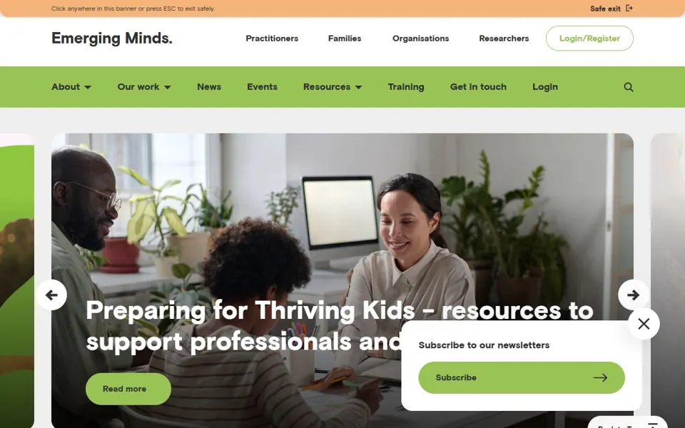 Emerging Minds website screenshot