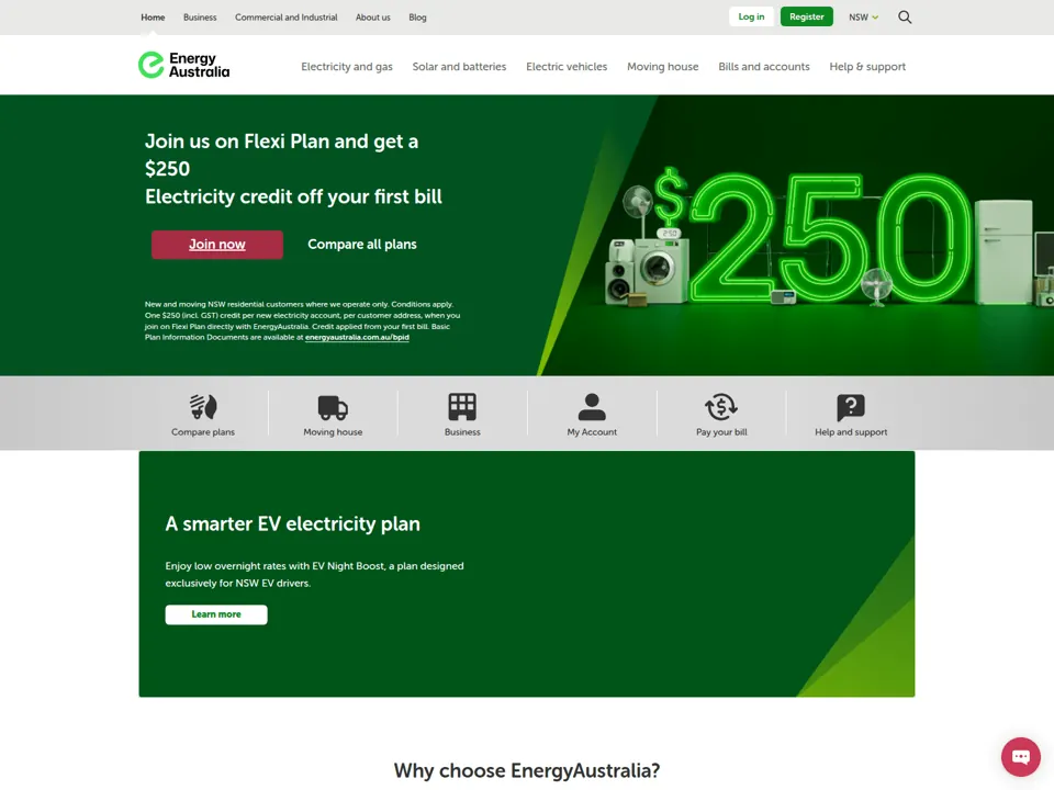 EnergyAustralia website screenshot
