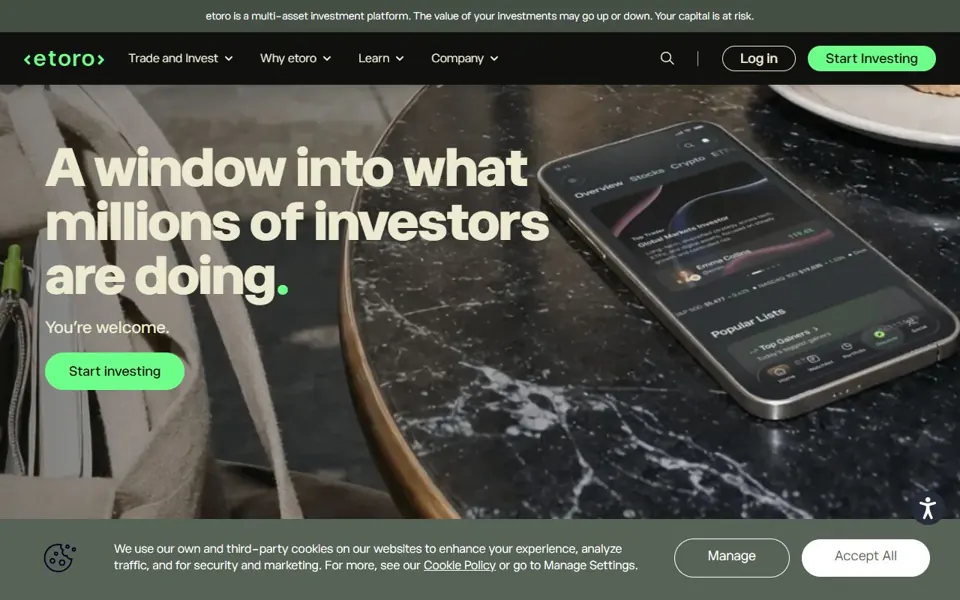 eToro Australia website screenshot