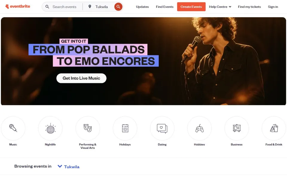 Eventbrite Australia website screenshot