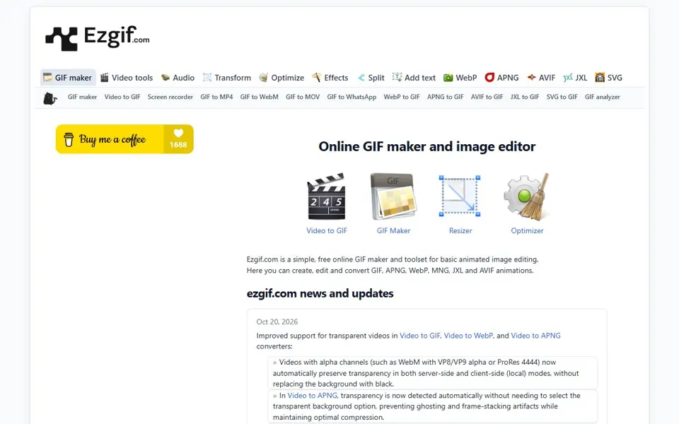 EZgif website screenshot