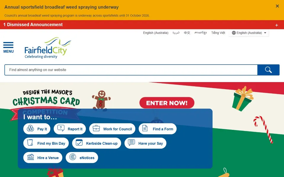 Fairfield City Council website screenshot