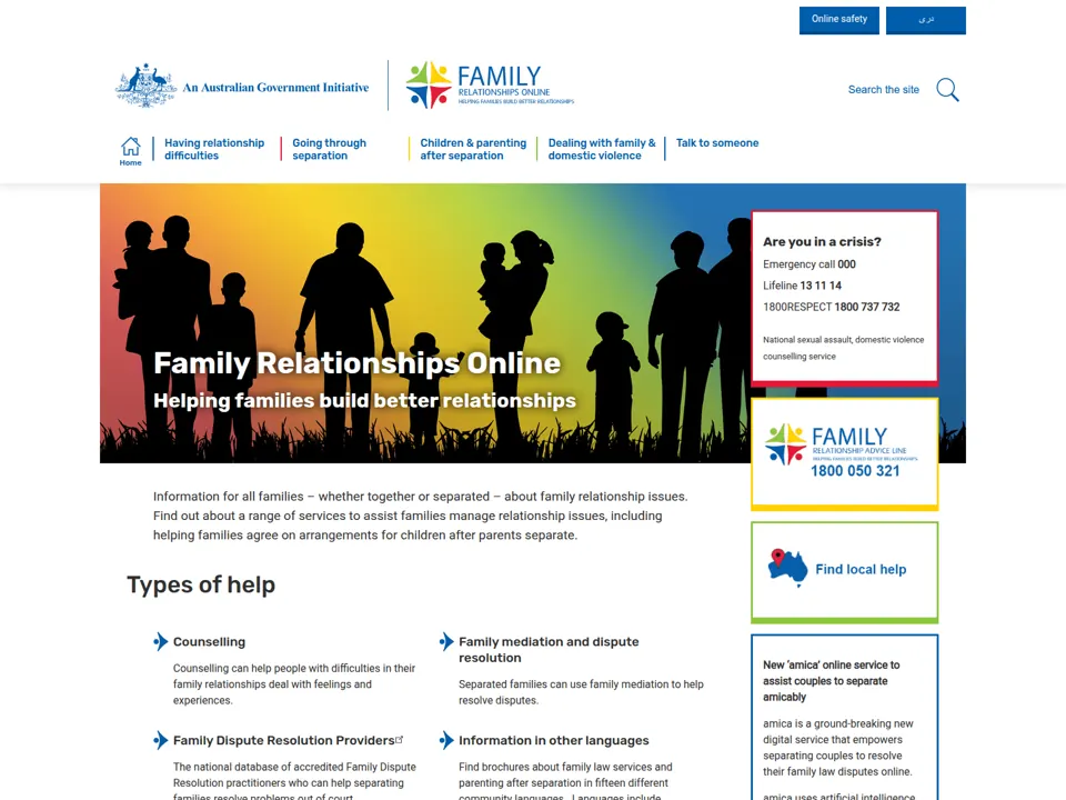 Family Relationships Online website screenshot