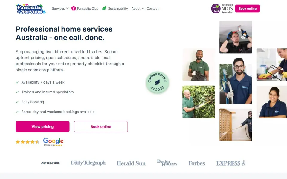 Fantastic Services website screenshot