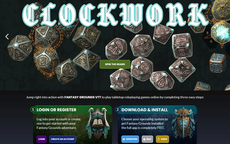 Fantasy Grounds website screenshot