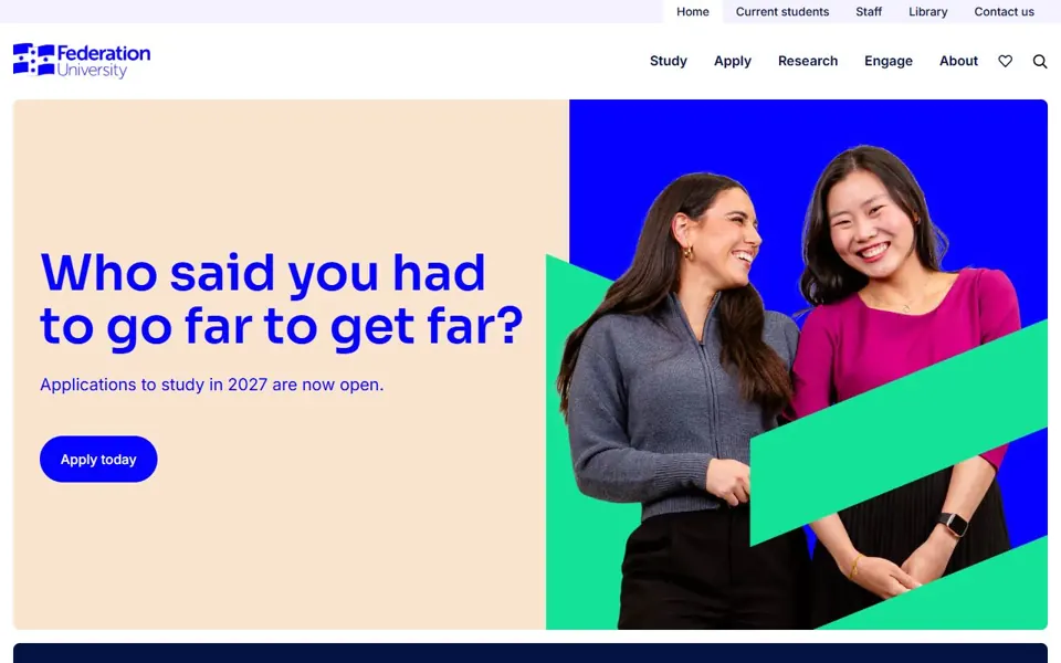 Federation University Australia website screenshot