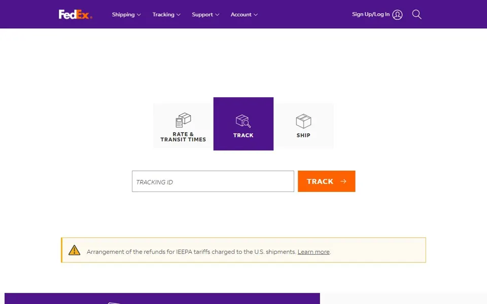 FedEx Australia website screenshot