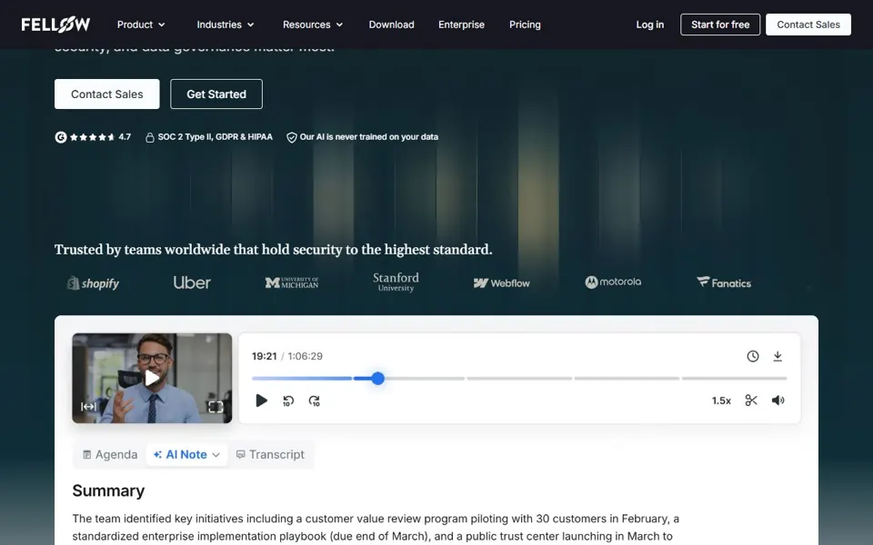 Fellow website screenshot