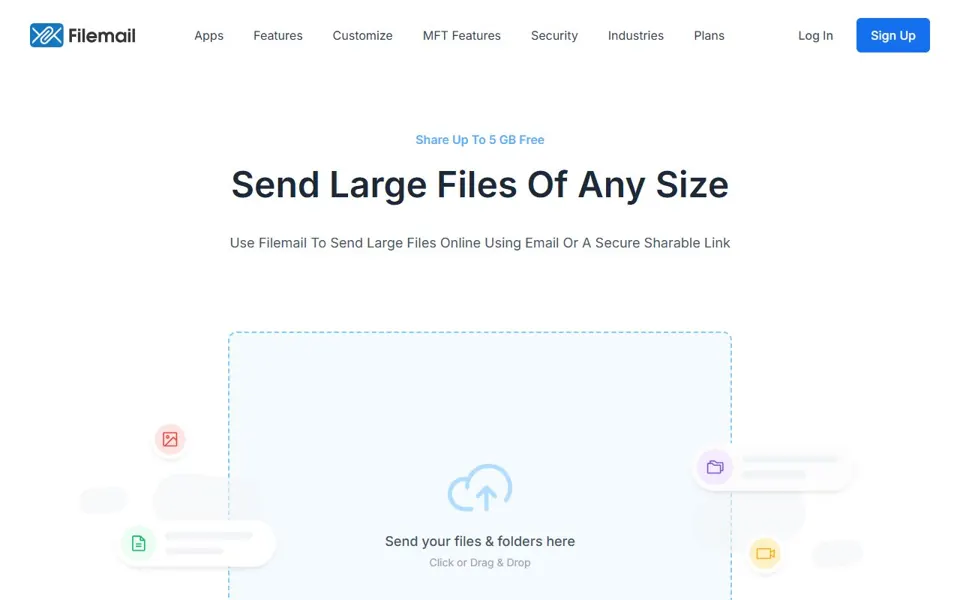 Filemail website screenshot