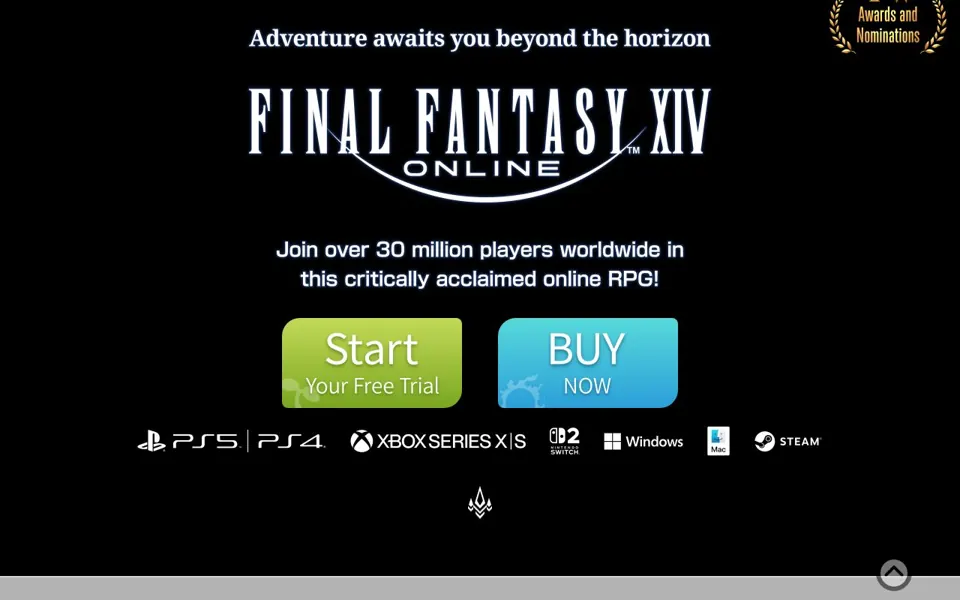 Final Fantasy XIV website screenshot