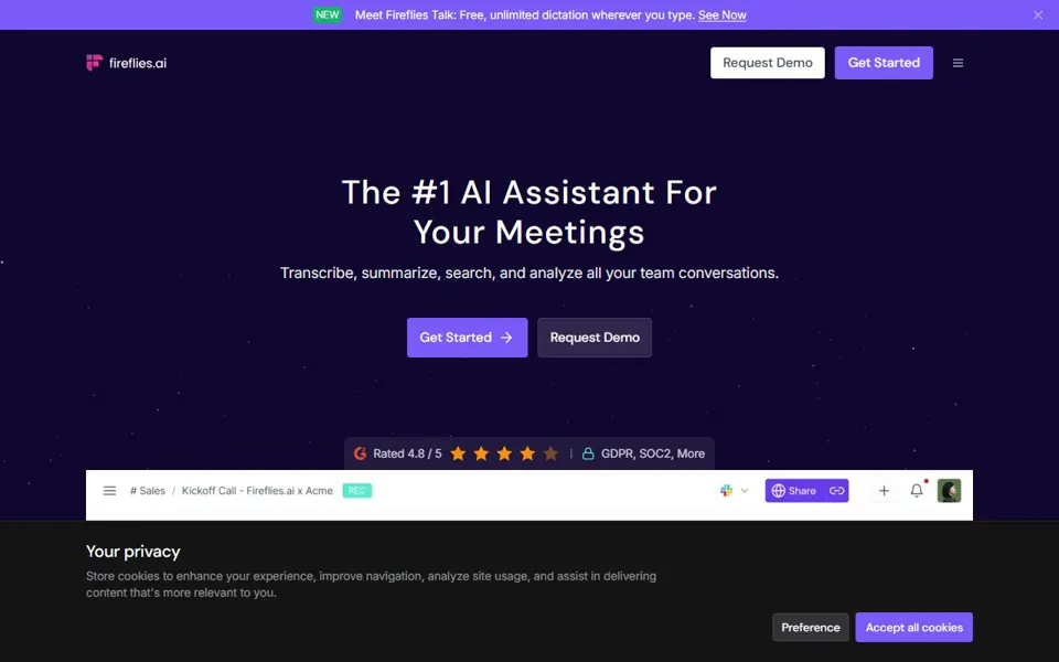 Fireflies.ai website screenshot