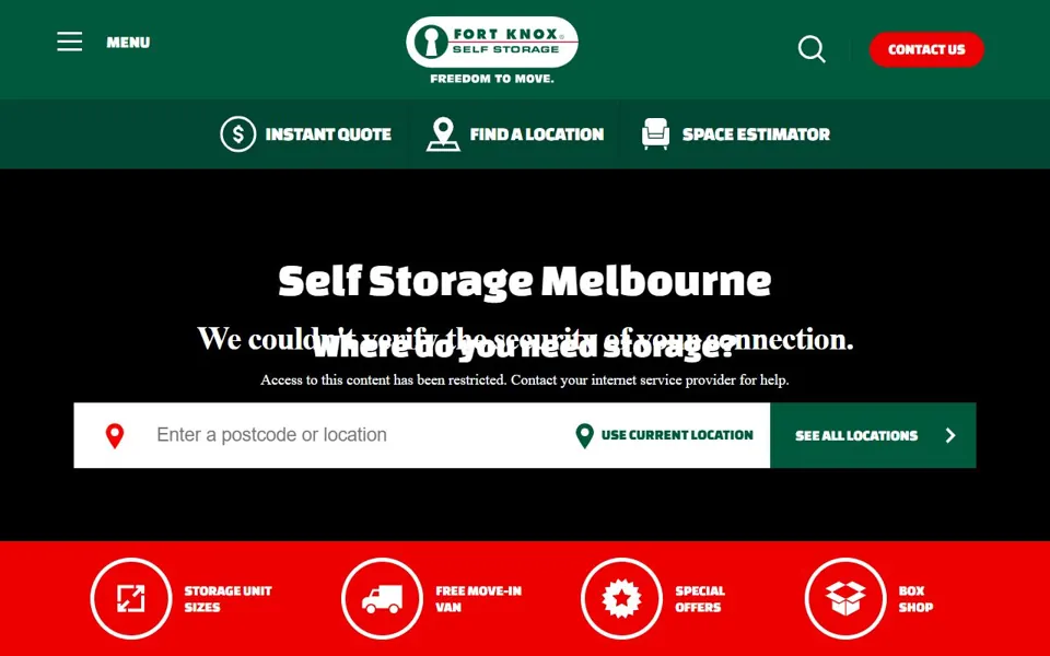 Fort Knox Self Storage website screenshot