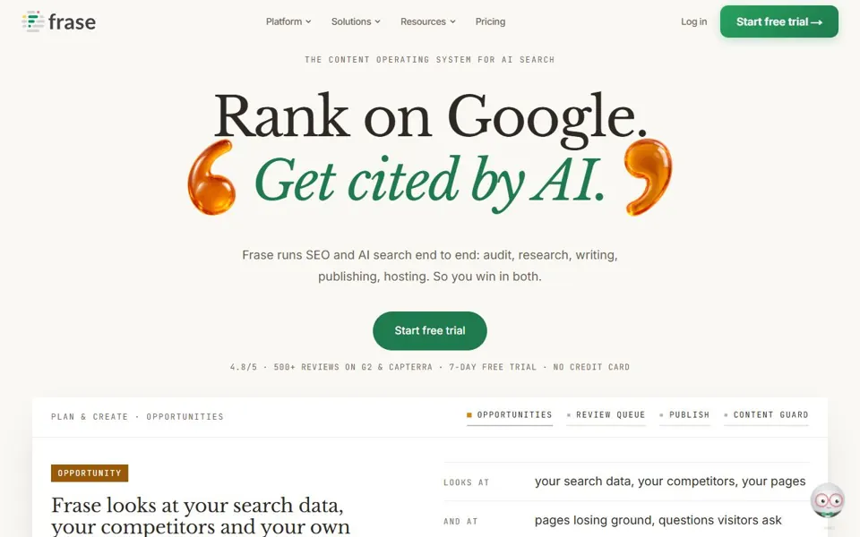 Frase website screenshot