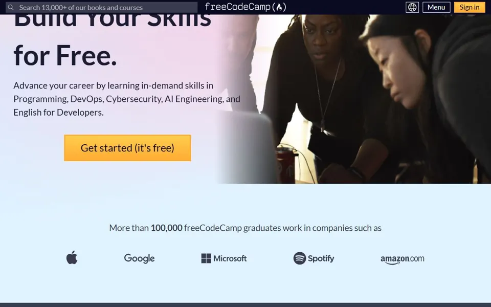freeCodeCamp website screenshot