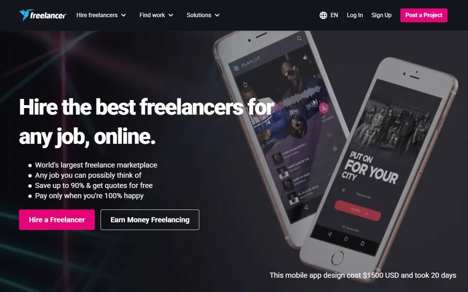 Freelancer website screenshot
