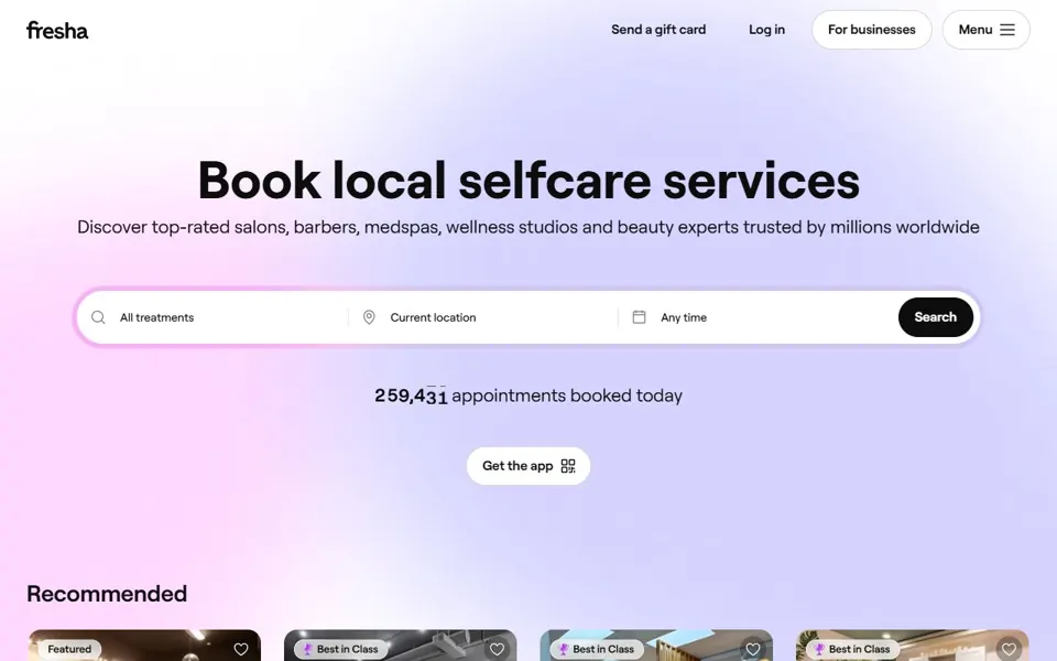 Fresha website screenshot