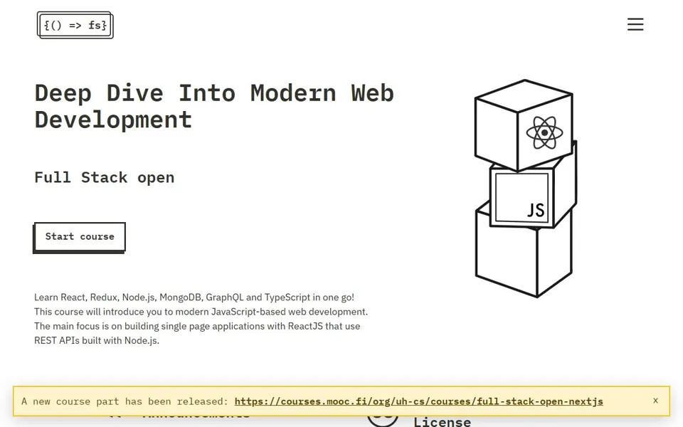 Full Stack Open website screenshot