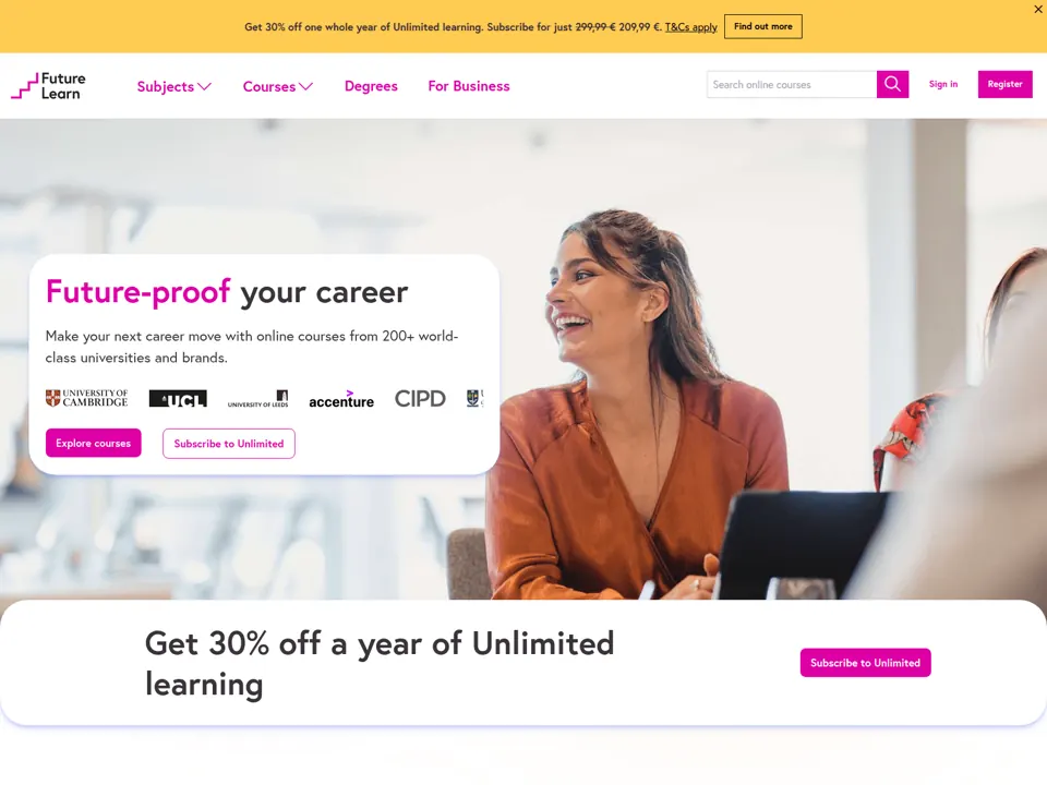 FutureLearn website screenshot