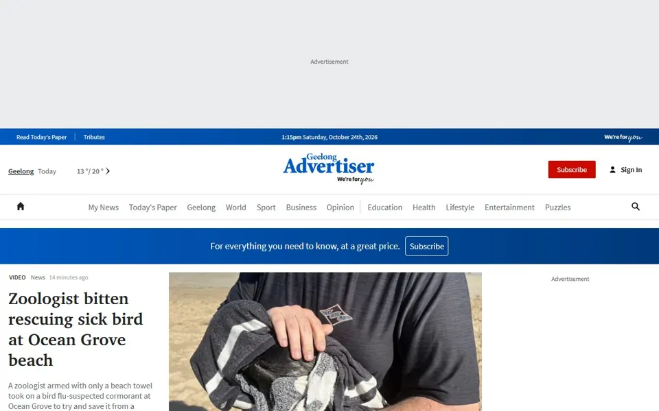 Geelong Advertiser website screenshot