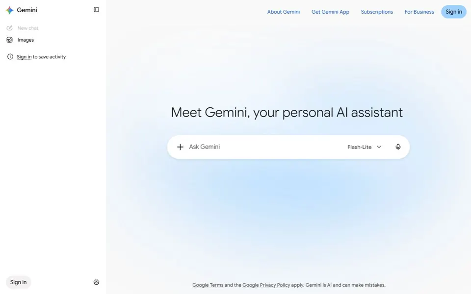 Gemini website screenshot