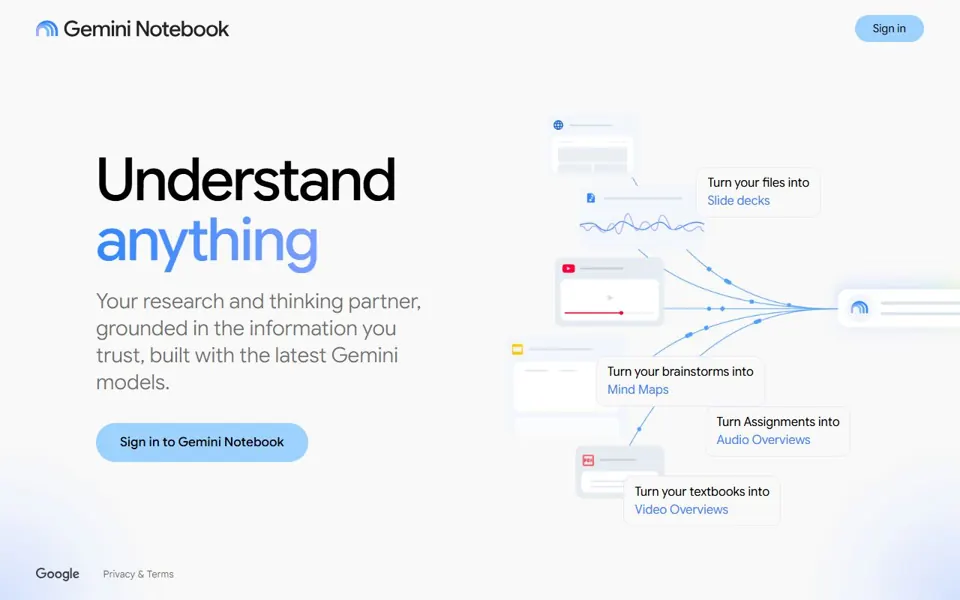 Gemini Notebook website screenshot