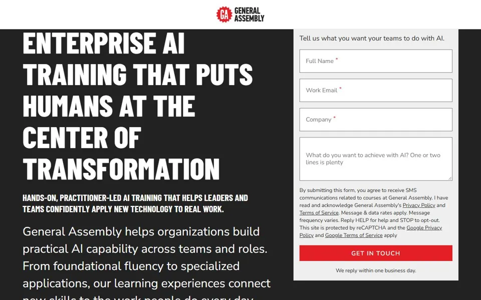 General Assembly website screenshot