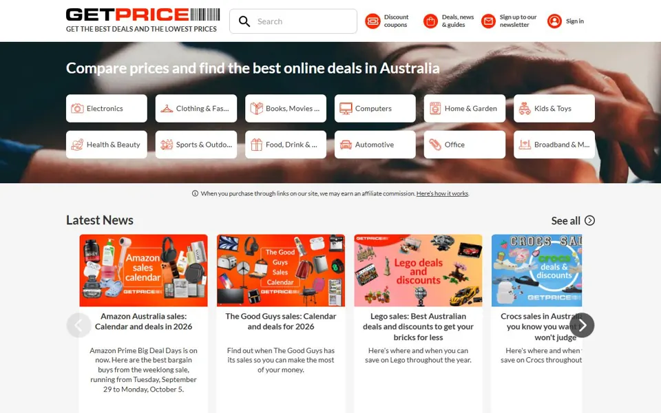 Getprice website screenshot