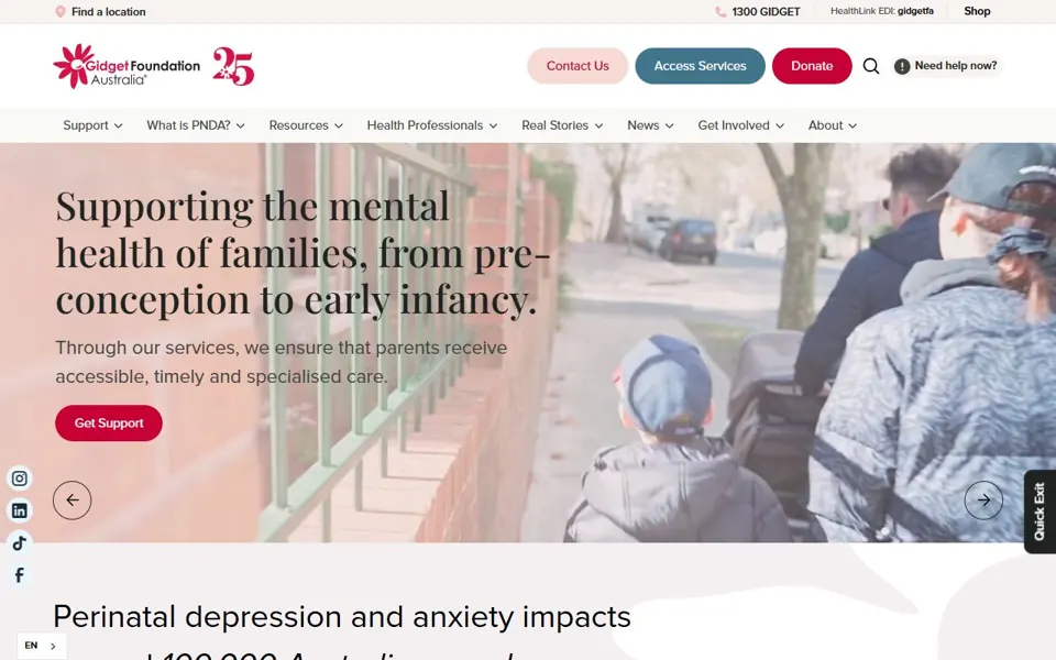 Gidget Foundation Australia website screenshot