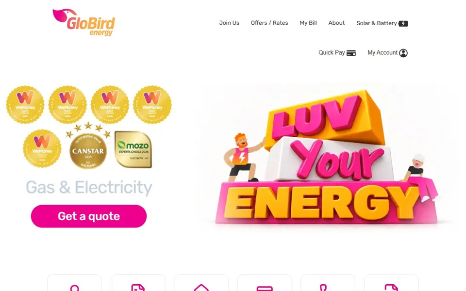 GloBird Energy website screenshot
