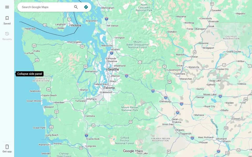 Google Maps website screenshot