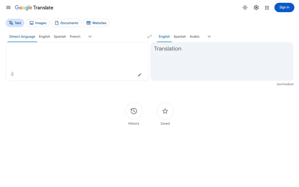 Google Translate website screenshot