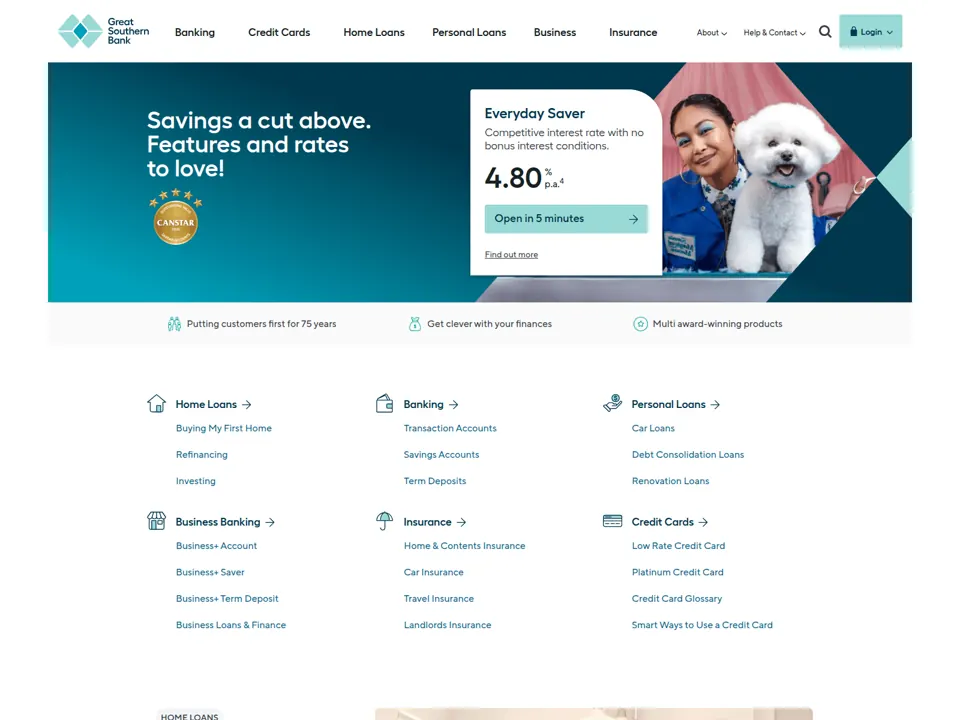 Great Southern Bank website screenshot