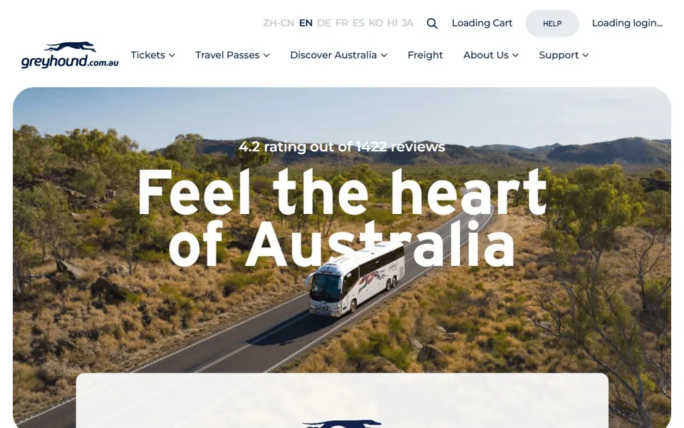 Greyhound Australia website screenshot