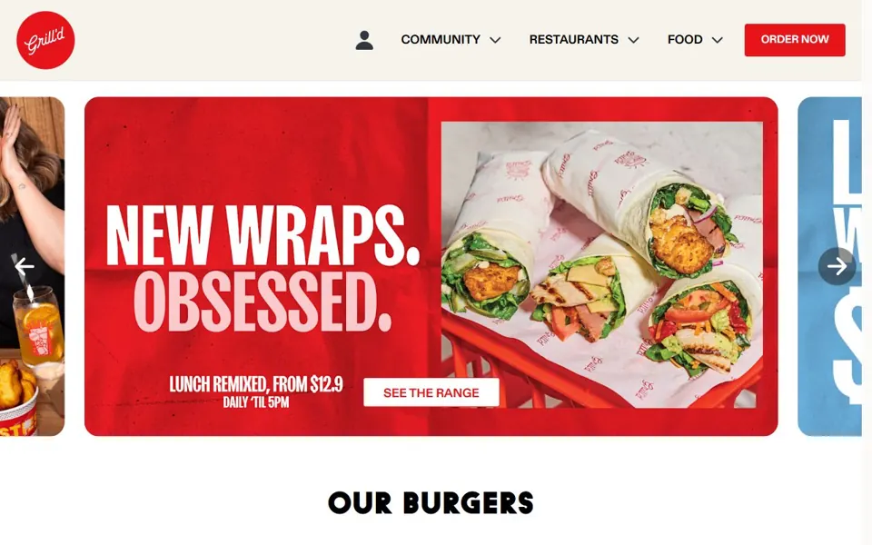 Grill'd website screenshot