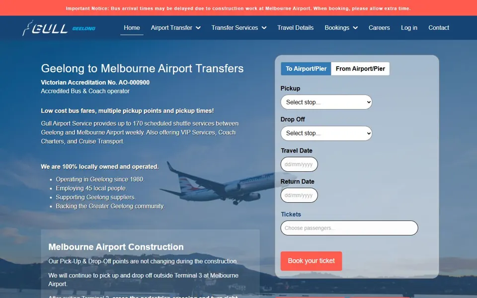 Gull Airport Service website screenshot