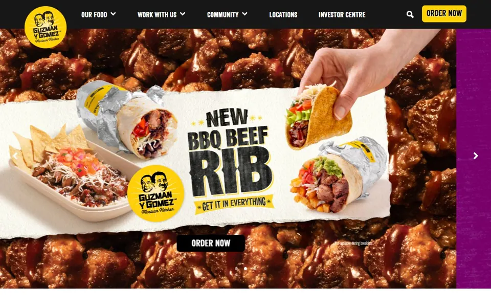 Guzman y Gomez website screenshot