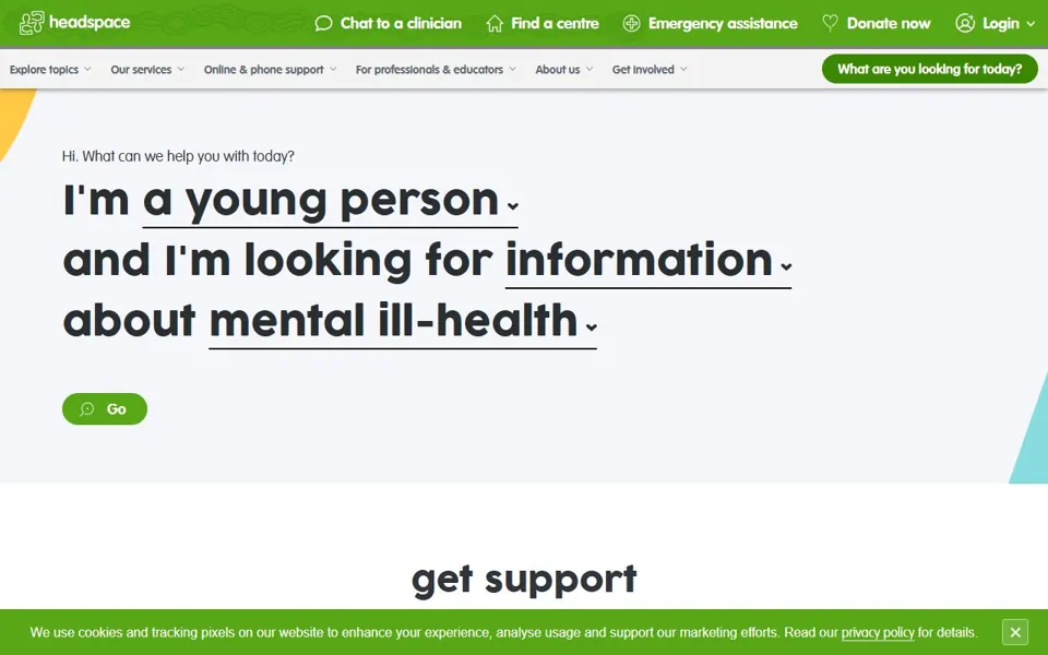 headspace website screenshot