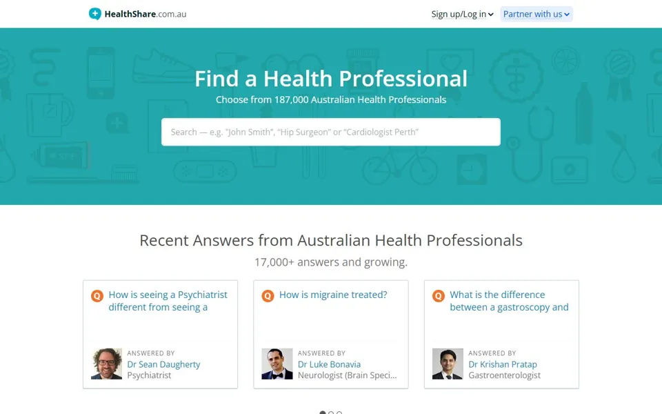 HealthShare website screenshot
