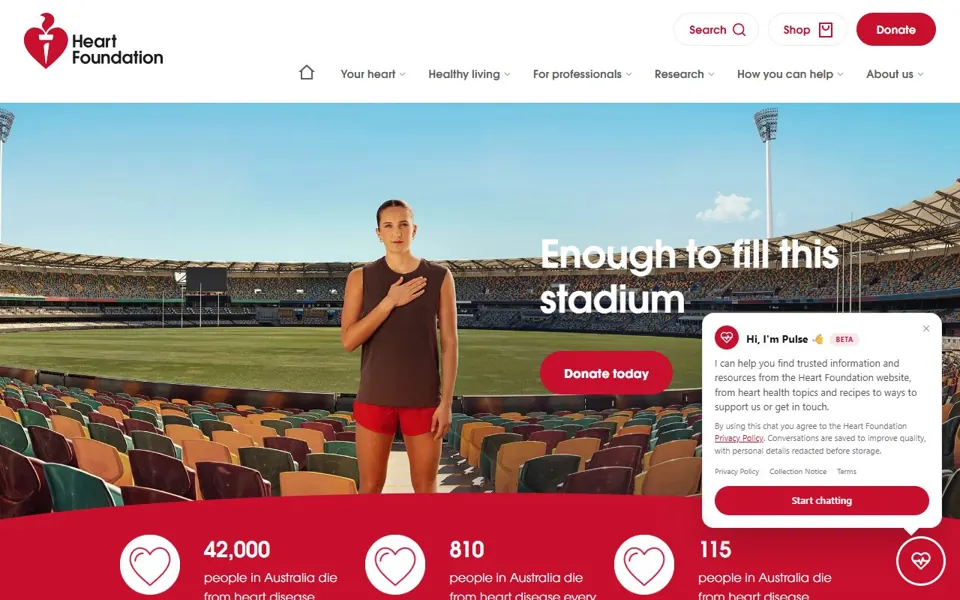Heart Foundation website screenshot