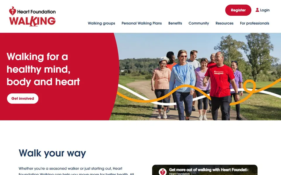 Heart Foundation Walking website screenshot