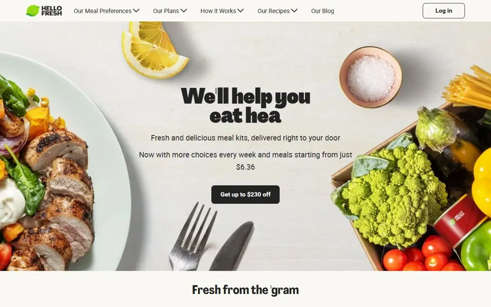 HelloFresh Australia website screenshot