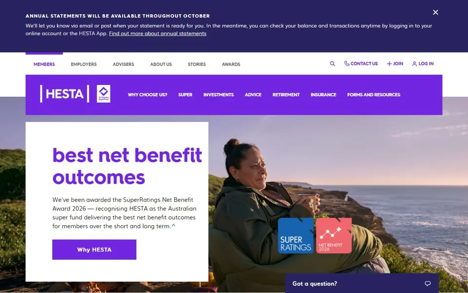 HESTA website screenshot