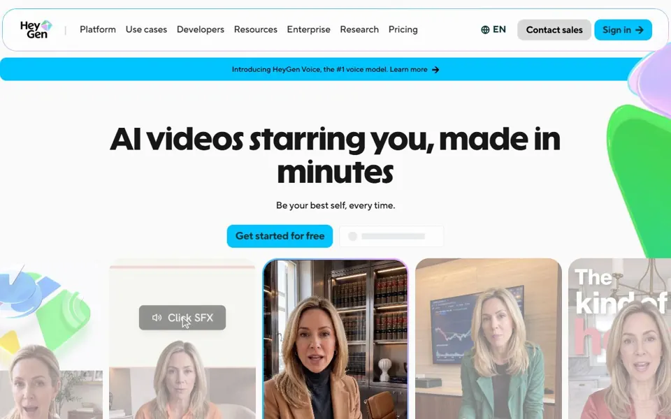 HeyGen website screenshot
