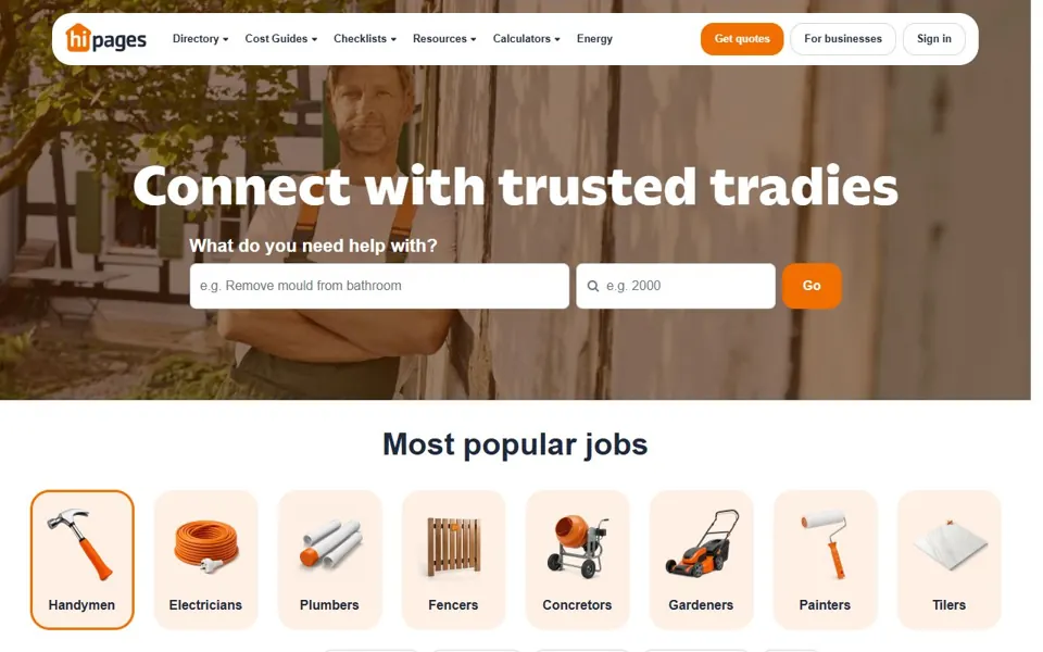 hipages website screenshot