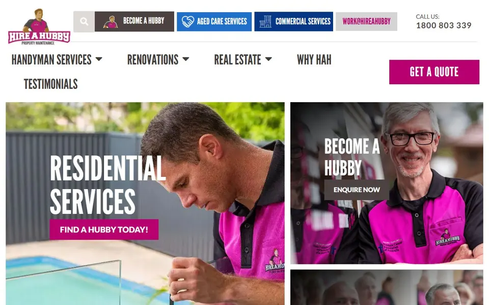Hire A Hubby website screenshot