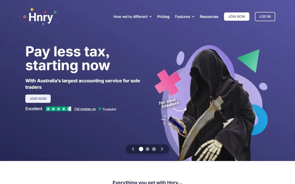 Hnry Australia website screenshot